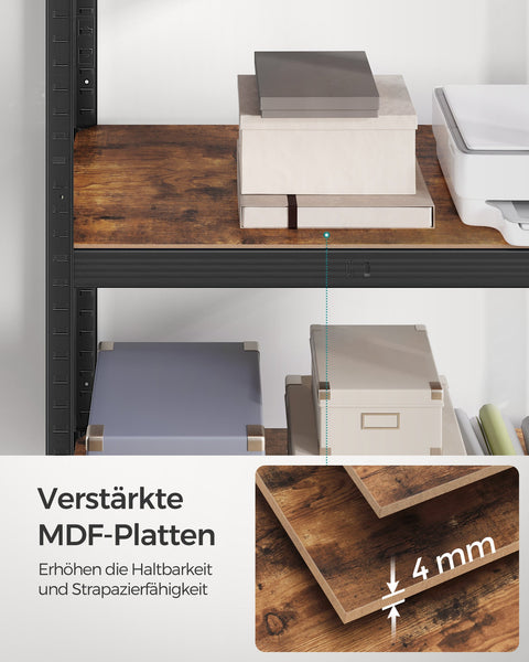 Rootz Storage Rack - Shelving System - Organizer - Steel Frame - Wooden Shelves - Adjustable - Rust-Resistant - 150cm x 75cm x 30cm