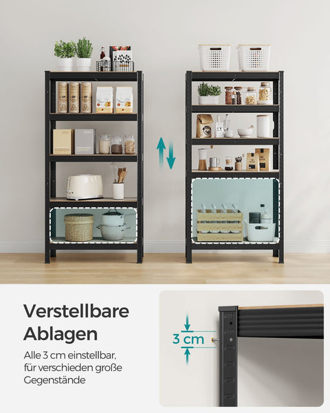 Rootz 2 Piece Set Storage Racks - Shelving Unit - Display Stand - Chipboard and Steel - 30cm x 75cm x 150cm