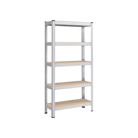 Rootz Heavy Duty Storage Rack - Shelving Unit - Metal Rack - Galvanized Steel - MDF - 30cm x 75cm x 150cm - 9.3kg - 130kg Shelf Capacity - 650kg Total Capacity