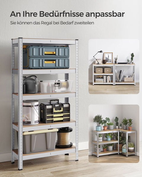 Rootz 2 Pack Storage Rack - Shelving Unit - Metal Shelves - Heavy Duty - Galvanized Steel - MDF - 30cm x 75cm x 150cm - 18.6kg - 130kg Capacity - 650kg Total Capacity