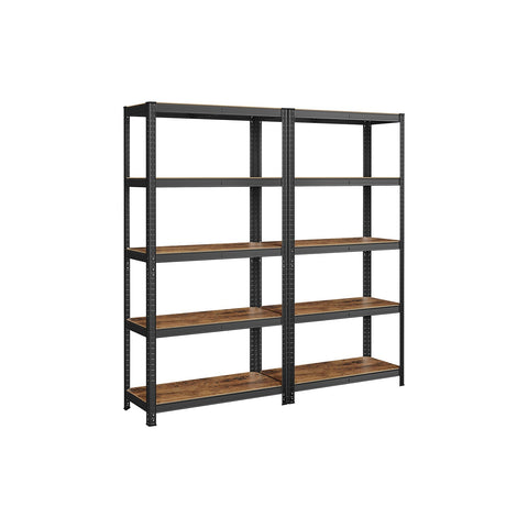 Rootz 2 Tier Shelving Unit - Standing Shelves - Storage Rack - Heavy Duty - 50cm x 100cm x 180cm - Gray - Steel and MDF - 120kg per Shelf