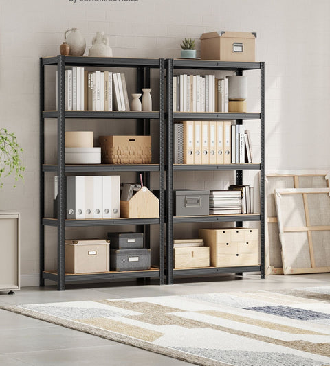 Rootz 2 Tier Shelving Unit - Standing Shelves - Storage Rack - Heavy Duty - 50cm x 100cm x 180cm - Gray - Steel and MDF - 120kg per Shelf