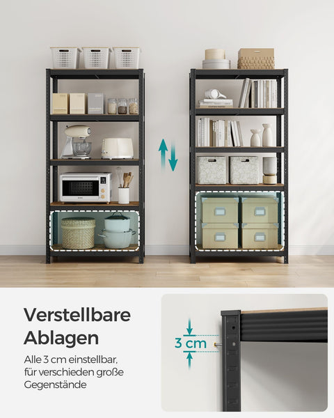 Rootz 2 Tier Shelving Unit - Standing Shelves - Storage Rack - Heavy Duty - 50cm x 100cm x 180cm - Gray - Steel and MDF - 120kg per Shelf