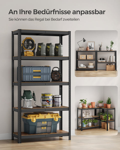 Rootz 2 Tier Shelving Unit - Standing Shelves - Storage Rack - Heavy Duty - 50cm x 100cm x 180cm - Gray - Steel and MDF - 120kg per Shelf