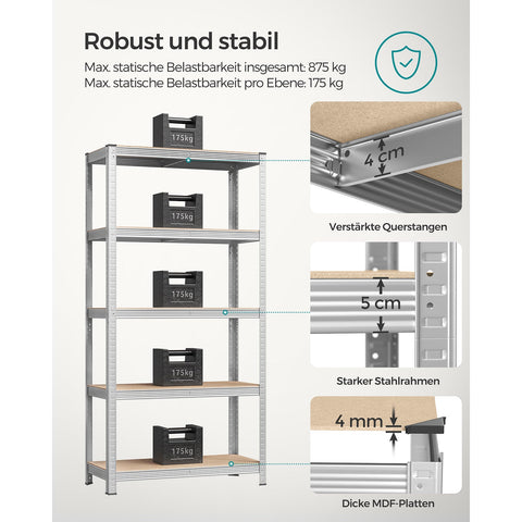 Rootz 2 Piece Set Storage Rack - Garage Organizer - Steel Shelves - Rust-Resistant - Adjustable Height - 180cm x 90cm x 40cm