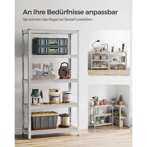 Rootz 2 Piece Set Storage Rack - Garage Organizer - Steel Shelves - Rust-Resistant - Adjustable Height - 180cm x 90cm x 40cm