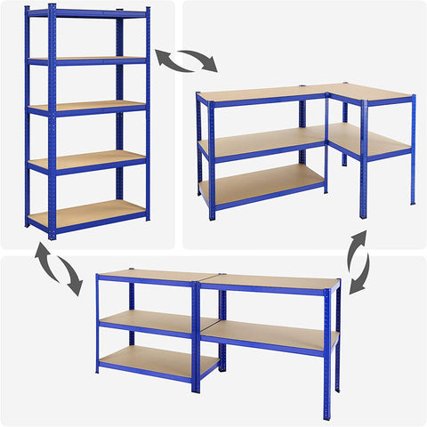 Rootz 2 Piece Set Storage Rack - Garage Organizer - Steel Frame - Adjustable Shelves - Rust-Resistant - 180cm x 90cm x 40cm