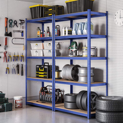 Rootz 2 Piece Set Storage Rack - Garage Organizer - Steel Frame - Adjustable Shelves - Rust-Resistant - 180cm x 90cm x 40cm