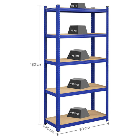 Rootz 2 Piece Set Storage Rack - Garage Organizer - Steel Frame - Adjustable Shelves - Rust-Resistant - 180cm x 90cm x 40cm