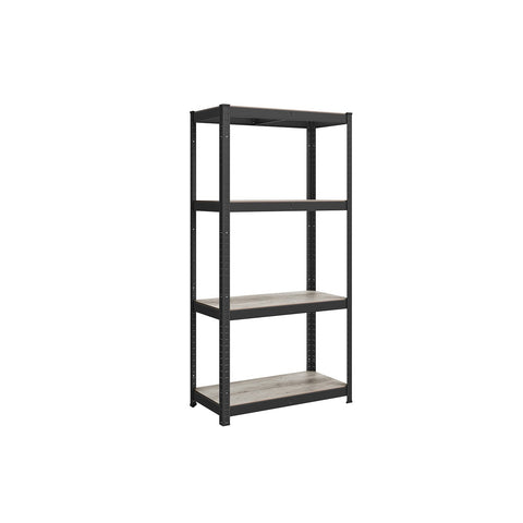 Rootz Standing Shelf - Bookcase - Storage Rack - Adjustable Shelves - Steel & MDF - 40cm x 80cm x 160cm - Greige Black - 130kg Max Load - 10.5kg