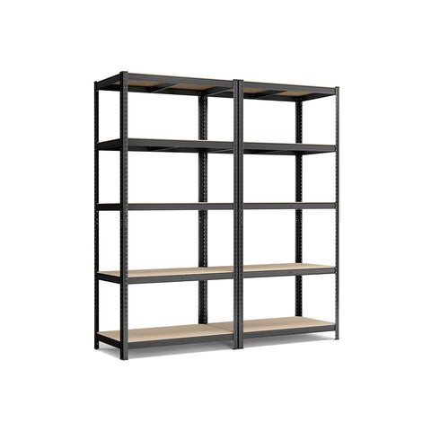 Rootz 2-Piece Set Storage Shelves - Wall Shelves - Garage Racks - Reinforced Steel Frame - Adjustable Shelves - 200cm x 100cm x 50cm