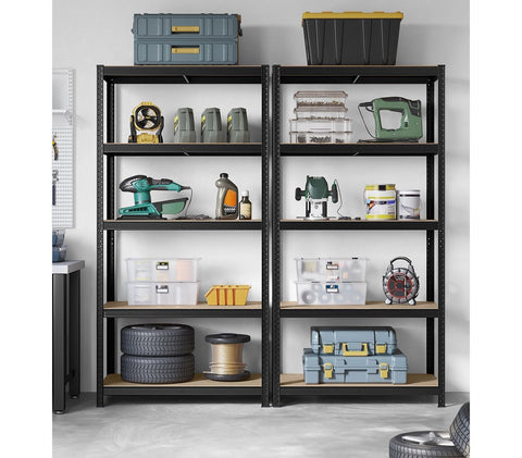 Rootz 2-Piece Set Storage Shelves - Wall Shelves - Garage Racks - Reinforced Steel Frame - Adjustable Shelves - 200cm x 100cm x 50cm