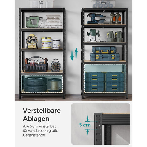 Rootz 2-Piece Set Storage Shelves - Wall Shelves - Garage Racks - Reinforced Steel Frame - Adjustable Shelves - 200cm x 100cm x 50cm