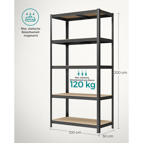 Rootz 2-Piece Set Storage Shelves - Wall Shelves - Garage Racks - Reinforced Steel Frame - Adjustable Shelves - 200cm x 100cm x 50cm