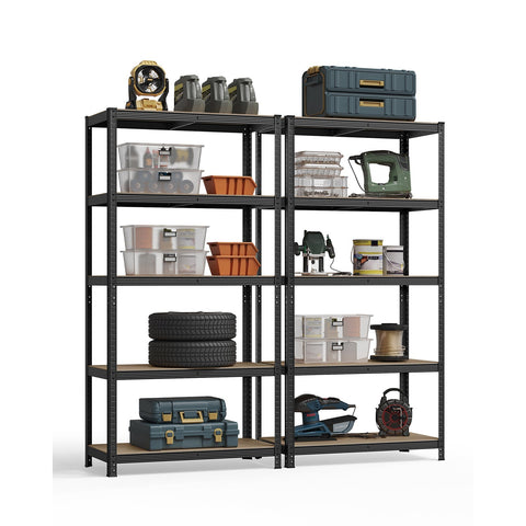 Rootz 2-Piece Set Storage Shelves - Wall Shelves - Garage Racks - Reinforced Steel Frame - Adjustable Shelves - 200cm x 100cm x 50cm