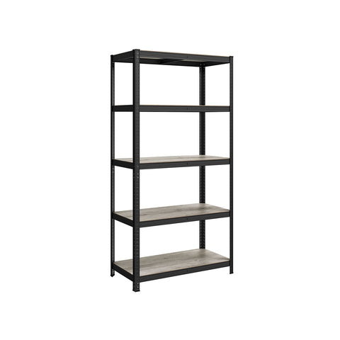 Rootz 3 Tier Stand Shelf - Storage Rack - Organizer - Steel and MDF - Greige Black - 50cm x 100cm x 200cm - Heavy Duty - Easy Assembly - Anti-tip Feature