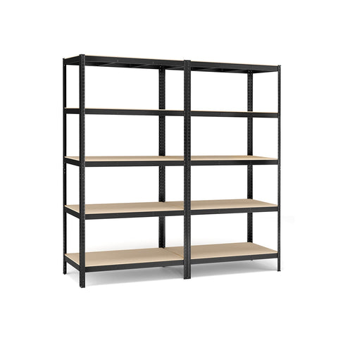 Rootz Set of 2 Cellar Shelves - Storage Rack - Metal Shelving Unit - Heavy Duty - 60cm x 120cm x 200cm