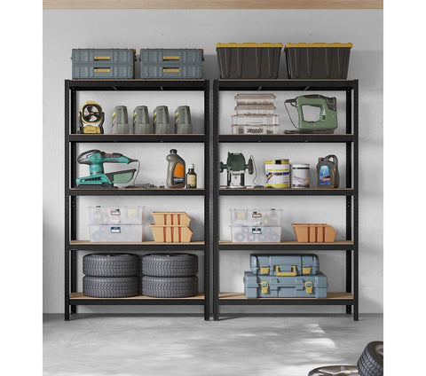 Rootz Set of 2 Cellar Shelves - Storage Rack - Metal Shelving Unit - Heavy Duty - 60cm x 120cm x 200cm