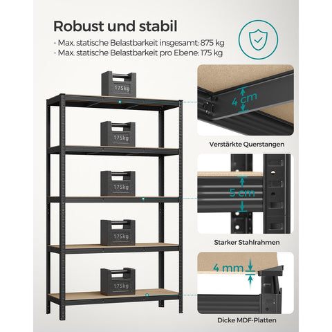 Rootz Set of 2 Cellar Shelves - Storage Rack - Metal Shelving Unit - Heavy Duty - 60cm x 120cm x 200cm