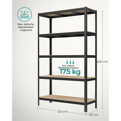 Rootz Set of 2 Cellar Shelves - Storage Rack - Metal Shelving Unit - Heavy Duty - 60cm x 120cm x 200cm