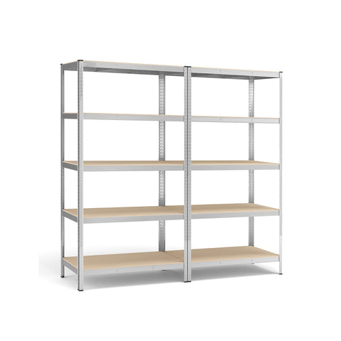 Rootz 2 Piece Set Storage Rack - Shelving Unit - Metal Shelves - Galvanized Steel - MDF - 60cm x 120cm x 200cm
