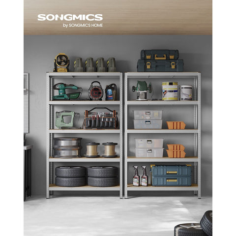 Rootz 2 Piece Set Storage Rack - Shelving Unit - Metal Shelves - Galvanized Steel - MDF - 60cm x 120cm x 200cm