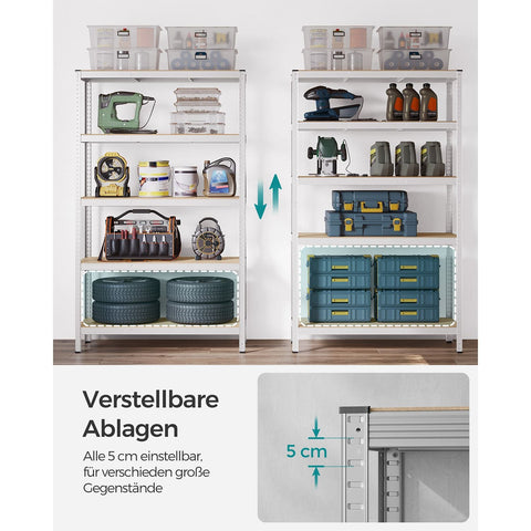 Rootz 2 Piece Set Storage Rack - Shelving Unit - Metal Shelves - Galvanized Steel - MDF - 60cm x 120cm x 200cm