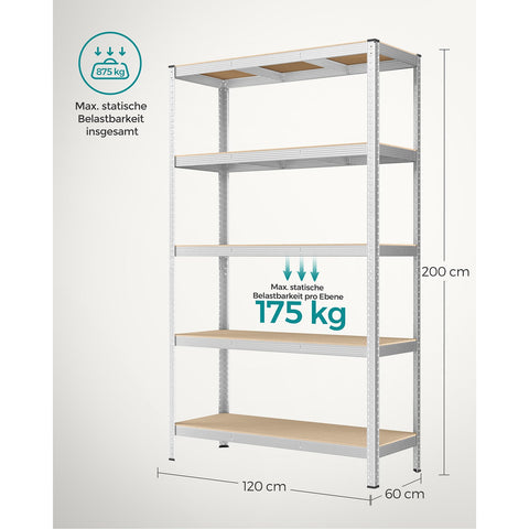 Rootz 2 Piece Set Storage Rack - Shelving Unit - Metal Shelves - Galvanized Steel - MDF - 60cm x 120cm x 200cm
