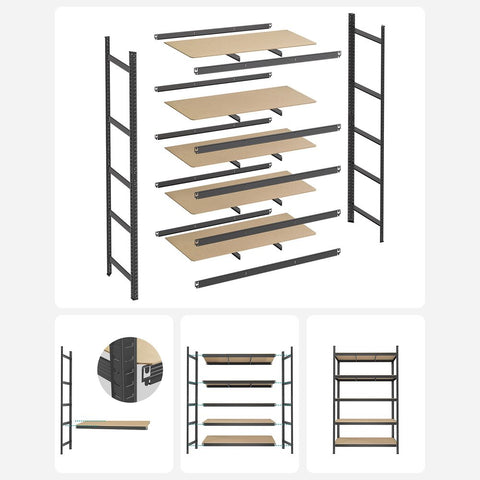 Rootz Cellar Shelf - Heavy Duty Shelf - With 5 Adjustable Shelves - Tall Storage Shelving - Utility Shelving - Gray - 60 x 120 x 200 cm