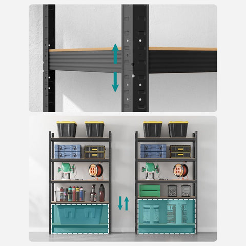 Rootz Cellar Shelf - Heavy Duty Shelf - With 5 Adjustable Shelves - Tall Storage Shelving - Utility Shelving - Gray - 60 x 120 x 200 cm