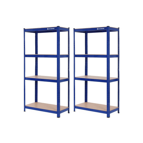 Rootz Cellar Shelves Set - Storage Rack - Metal Shelving - Heavy Duty - 40cm x 80cm x 160cm - Blue - Steel & MDF - 130kg Capacity