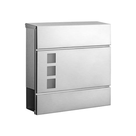 Rootz Stainless Steel Mailbox - Letterbox - Postbox - Durable Construction - Secure Lock - Weatherproof - 37cm x 10.5cm x 37cm