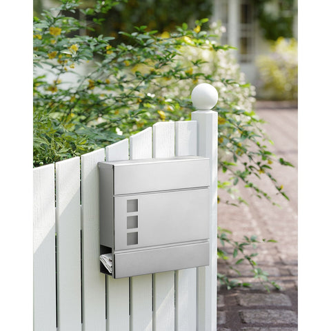 Rootz Stainless Steel Mailbox - Letterbox - Postbox - Durable Construction - Secure Lock - Weatherproof - 37cm x 10.5cm x 37cm
