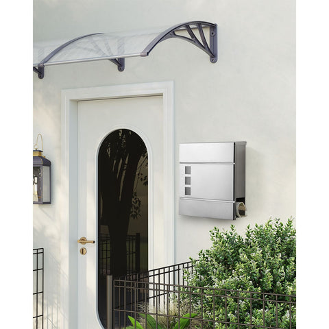 Rootz Stainless Steel Mailbox - Letterbox - Postbox - Durable Construction - Secure Lock - Weatherproof - 37cm x 10.5cm x 37cm