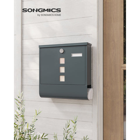 Rootz Anthracite Mailbox - Letterbox - Postbox - Galvanized Steel - Copper Lock Cylinder - Weatherproof - 11cm x 37cm x 37cm