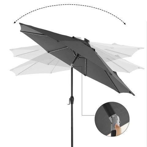 Rootz Parasol with LED Solar Lighting - Sunshade - Garden Umbrella - UPF 50+ Protection - Ø 2.7m - Grey