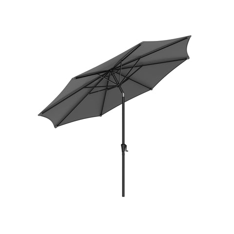 Rootz Gray Metal Pole Patio Umbrella - Outdoor Sun Shade - Market Umbrella - Sturdy Construction - UV Protection - Easy Assembly - 38mm x 246cm x 327.5cm