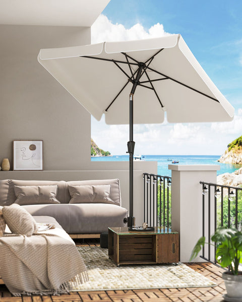 Rootz Beige Steel Frame Parasol - Sun Umbrella - Outdoor Shade - Polyester Fabric - 200cm x 150cm - 220cm Height - 38mm Pole - Lightweight 4.3kg - Includes Instructions