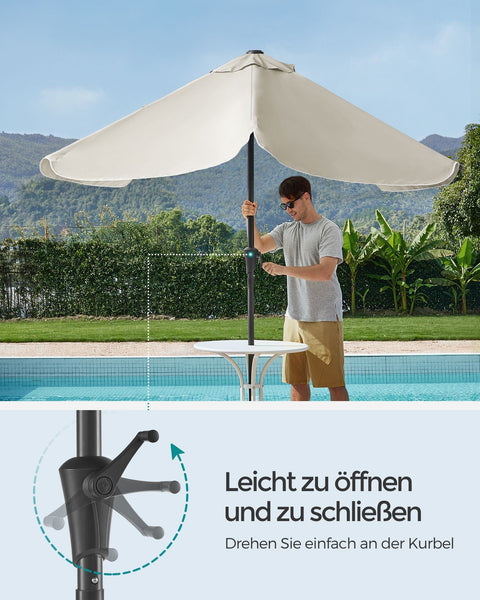 Rootz Beige Steel Frame Parasol - Sun Umbrella - Outdoor Shade - Polyester Fabric - 200cm x 150cm - 220cm Height - 38mm Pole - Lightweight 4.3kg - Includes Instructions