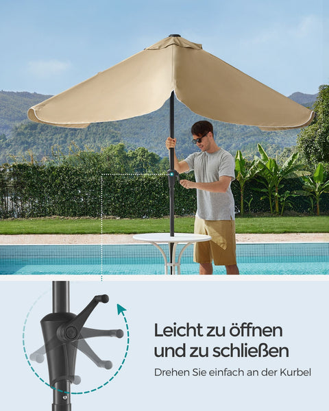 Rootz Taupe Steel Frame Parasol - Outdoor Umbrella - Sun Shade - 180g/m2 Polyester Fabric - UV Protection - Easy Assembly - 300cm x 200cm x 240cm