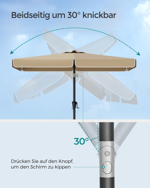 Rootz Taupe Steel Frame Parasol - Outdoor Umbrella - Sun Shade - 180g/m2 Polyester Fabric - UV Protection - Easy Assembly - 300cm x 200cm x 240cm