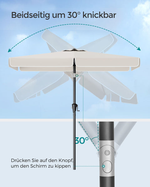 Rootz Beige Steel Frame Parasol - Sun Umbrella - Outdoor Shade - Polyester Fabric - 300cm x 200cm - 240cm Height - 38mm Pole - 5.4kg - Includes Instructions