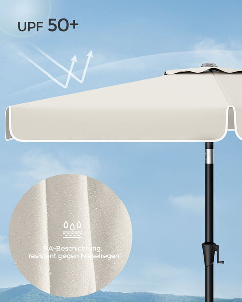 Rootz Beige Steel Frame Parasol - Sun Umbrella - Outdoor Shade - Polyester Fabric - 300cm x 200cm - 240cm Height - 38mm Pole - 5.4kg - Includes Instructions