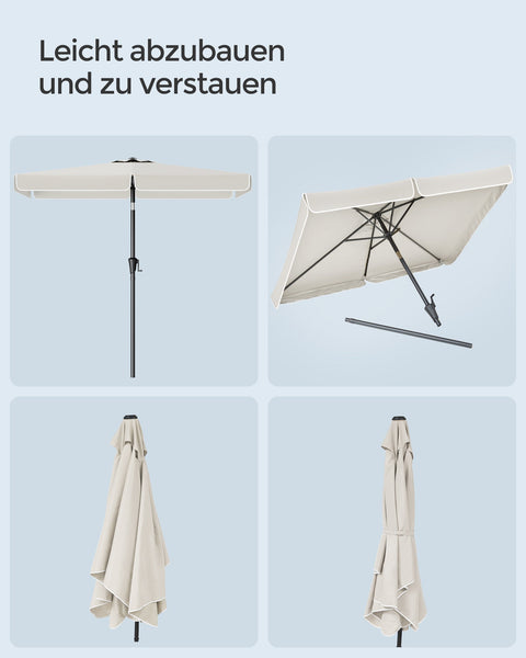 Rootz Beige Steel Frame Parasol - Sun Umbrella - Outdoor Shade - Polyester Fabric - 300cm x 200cm - 240cm Height - 38mm Pole - 5.4kg - Includes Instructions