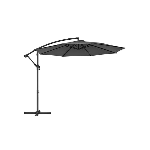 Rootz 3m Gray Patio Umbrella - Outdoor Sun Shade - Metal Pole - Powder Coated - 180g/m2 Polyester Fabric - 2.45m Height - 13.5kg - Parasol Stand Instructions