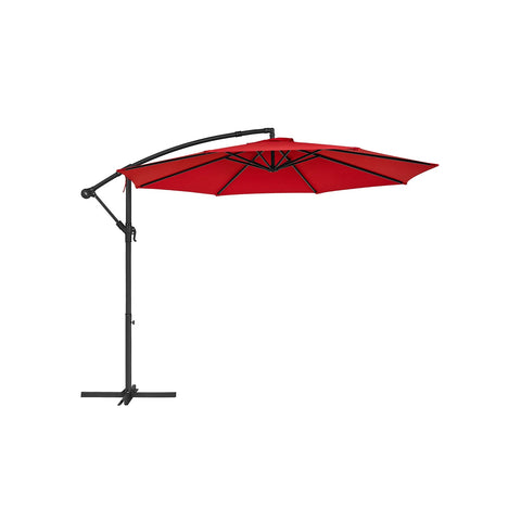 Rootz Red 3m Parasol - Sun Umbrella - Outdoor Shade - Metal Pole - Powder Coated - 180g/m2 Polyester Fabric - 2.45m Height - 13.5kg - 3m Diameter - Includes Stand and Instructions