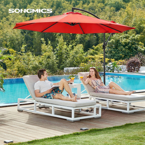 Rootz Red 3m Parasol - Sun Umbrella - Outdoor Shade - Metal Pole - Powder Coated - 180g/m2 Polyester Fabric - 2.45m Height - 13.5kg - 3m Diameter - Includes Stand and Instructions