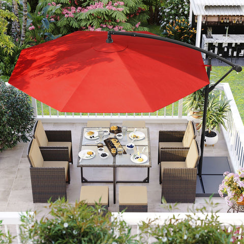 Rootz Red 3m Parasol - Sun Umbrella - Outdoor Shade - Metal Pole - Powder Coated - 180g/m2 Polyester Fabric - 2.45m Height - 13.5kg - 3m Diameter - Includes Stand and Instructions