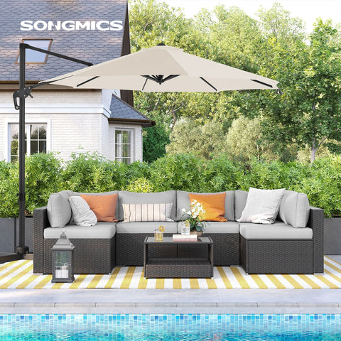 Rootz 3m Cantilever Parasol - Sun Umbrella - Outdoor Shade - UV Protection - 240 g/m² Polyester Fabric - 3m x 2.5m x 18.5kg