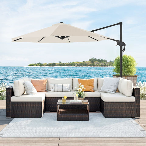 Rootz 3m Cantilever Parasol - Sun Umbrella - Outdoor Shade - UV Protection - 240 g/m² Polyester Fabric - 3m x 2.5m x 18.5kg